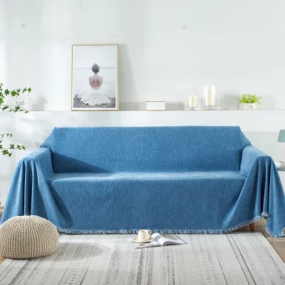 Vỏ Bọc Ghế Sofa Bằng Vải Chenille Màu Trơn Sang Trọng Với Chăn Ném Tua Rua Chăn Đa Năng Vỏ Bọc Trang Trí Ghế Sofa Vỏ Bọc Chống Bụi Trên Ghế Sofa Chăn Máy Bay