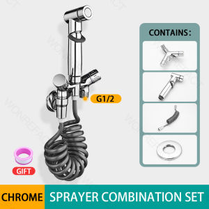 ที่ฉีดในห้องน้ำโถสุขภัณฑ์ก๊อกน้ำทองเหลืองขนาดเล็กสำหรับห้องน้ำชุดฝักบัวใช้ในครัวเรือนอเนกประสงค์สวิตช์คู่สำหรับทำความสะอาดอย่างรวดเร็ว