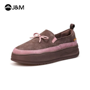Joy&Mario Womens Platform Loafers Slip-on Casual Shoes with bow detail and thick sole