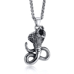 Hip Hop Male Stainless Steel Vintage Cobra Pendant Necklace Jewelry Gift for Men.AutoMaxion