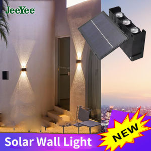 JeeYee Outdoor Lighting Black Shell Strong Brightness Solar LED Wall Light Outdoor Waterproof Garden Decor Lamp Balcony Courtyard Lights Solar Wall Lamp 太阳能户外壁灯