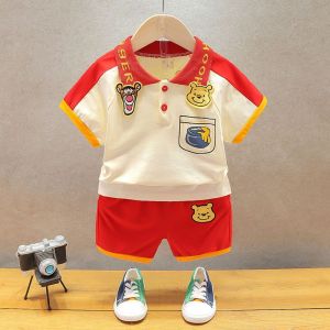 Summer Baby Clothes Sets suit Blue Cartoon short sleeve shorts Cotton comfortable two-piece set