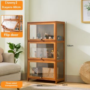 【On Hand】LACCO HUG Bamboo Display Cabinet High Quality 4/5Layers With Glass Acrylic Transparent Living Room Cabinet Shelf Organizer Bookshelf