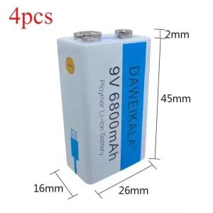 /2026 New 9V 6800mAh rechargeable lithium-ion battery with USBType-C charging cable suitable for wireless microphone gui