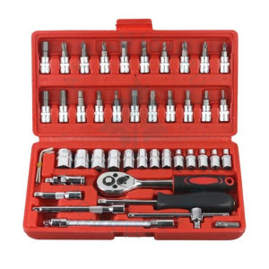 46PCS Kunci Sok Set Socket Full Lengkap Socket Tool Kit Pas Ring Motor Kunci Socket Wrench Pas Shock