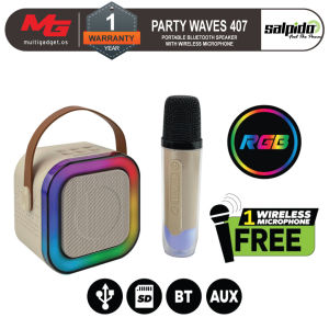 Salpido Portable Bluetooth Speaker Party Waves 407 ( USB/Rechargeable (TYPEC)/TF SLOT/LED/WIRELESS MIC)