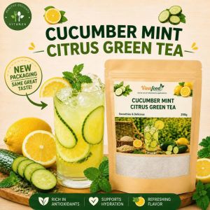 Lemon Cucumber Mint Citrus Green Tea 100% Natural Digestive Support & Healthy Gut Skin White
