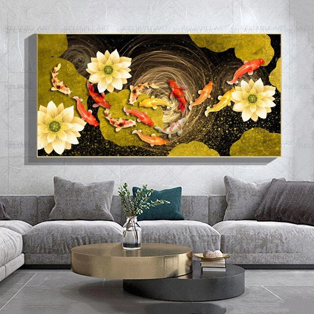 Koi Fish Posters Animal Prints Canvas Painting Wall Art Pictures For ...