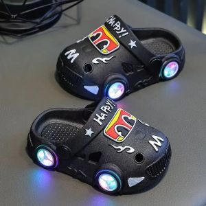 Kids Anti-Slip LED Light Cartoon Car Slippers Comfortable & Safe for Boys