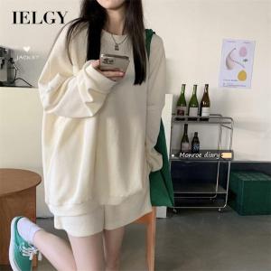 IELGY casual sports fashion suit womens long-sleeved sweater shorts two suit