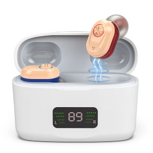 Wireless Rechargeable Hearing Aids with LED Power Capacity Display Invisible Mini Sound Amplifier for Children Adults Elderly