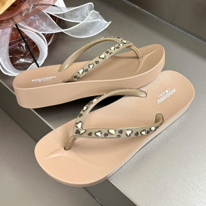 [Free Shipping] WomenS Thick-Soled High-Heeled Flip-Flops Perfect For Summer Beach Wear And Versatile Fashion With A Non-Slip Wedge Heel