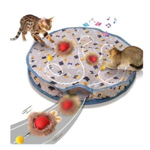 Fast Rolling Toy Balls and Motion Activated Cats Toy Playmat Rechargeable Interaction Play Mat Cats Hunting Chasing