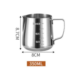 เหยือกตีฟองนม เหยือกตีฟองนม แบบสแตนเลส สำหรับชงกาแฟ ถ้วยตวงนม แก้วพิชเชอร์ สีเงิน พิชเชอร์ ถ้วยตีฟองนม สแตนเลส 350ml/600ml/1000ml แก้วชงกาแฟ ถ้วยตวงสแตนเลส