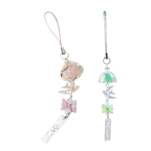 Bird Wind Bell Phone Strap Handmade Beaded Phone Charm Unique Flower Pendant Present for Stylish Women and Art Lovers