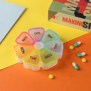 New 7 Days Round Portable  Medicine Pill Box Mini Small Travel Vitamin Cases Container Organizer Storage Tablet Fish Oils Tools