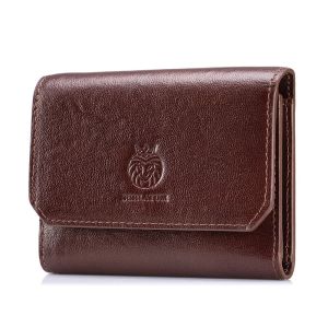 Genuine Leather Wallet for Men Minimalist Tri-Fold Purse with RFID Protection Zipper Coin Pocket Credit Card Slots2026