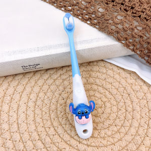 Childrens Toothbrush 3 to 6-12 Years Old Stitch Three-Eyed Monster Shape Soft Bristles Premium Gum Protection Tooth Protection Baby Toothbrush