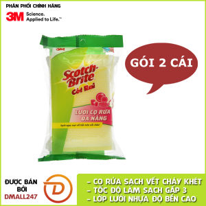 Gói 2 miếng cước lưới cọ rửa đa năng siêu bền không làm trầy xước Scotch-Brite 90x105 3M CR-LU- Dmall247 hàng chính hãng xuất VAT theo yêu cầu