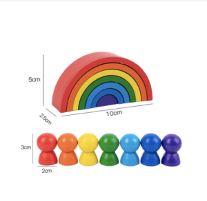 Creative Rainbow Building Blocks | Wooden Toys | Large Childrens Rainbow Stacker | Creative Rainbow Building Blocks | Montessori Benefits Intellectual Toys Gifts Baby