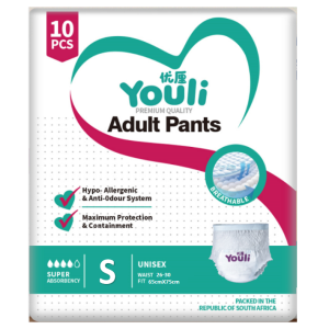 YOULI Breathable Adult Diaper - S/M/L/XL/XXL (2000ml x 10 Pcs) Fast Absorption Leak-Proof Adult Pull-Up Pants