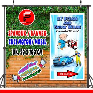 Banner Cuci Motor Cuci Mobil / Spanduk Steam / Banner Ukuran 50 x 100 cm
