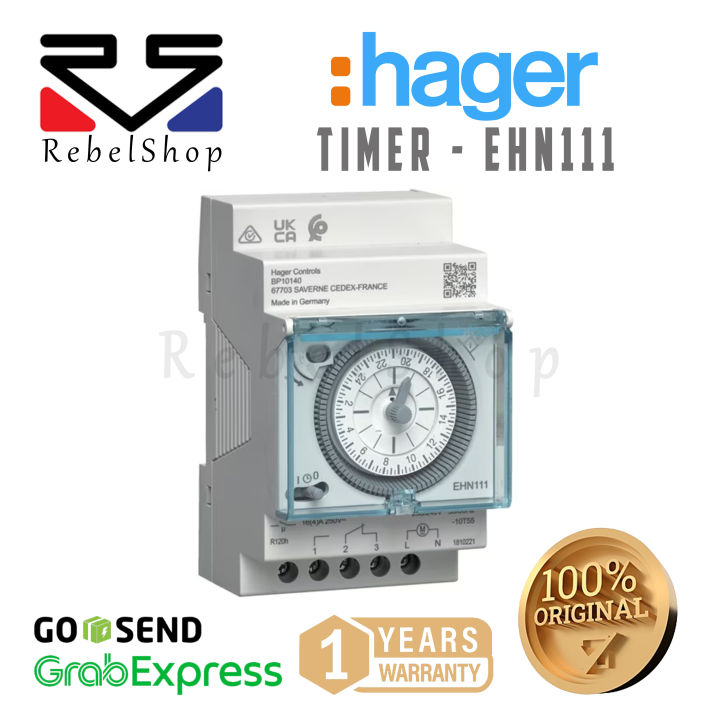 Hager Timer EHN111 Time Switch Analog Otomatis Auto 16A 230V 50HZ 24H