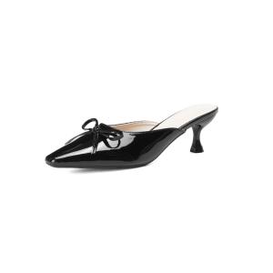 YOTO Sandals For Women French Elegant Bow Point-Toe with 6.5cm Height Outdoor Slip-on Stiletto Heels