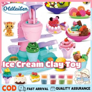 Oldlaiben Ice Cream Clay Machine Kids DIY Play Dough Tool Dessert Plasticine Mold Pretend Play Educational Toy