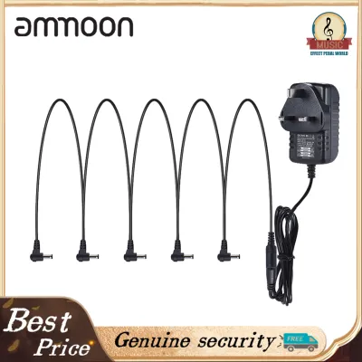 กีตาร์ Power อะแดปเตอร์จ่ายไฟ9V DC 1000mA 5 Way Daisy Chain สายคอร์ดลบภายในบวกด้านนอก
