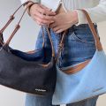 chuuchop(C8316)Wendy bag กระเป๋าสะพายข้างสไตล์คลาสสิค หนังกลับและยีนส์. 