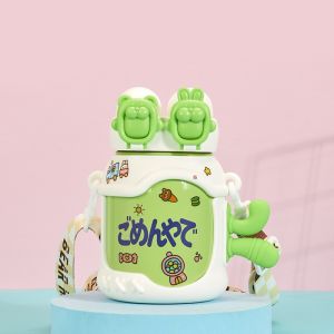 Termos Gelas Minum Stainless Steel 2 Cara Minum I Gelas Tenteng Tali Kain + Putar + Lock I 680ML I SUS 361 I HH-8809