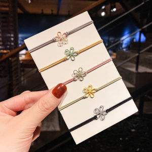 5 Pcs Korean girls cute and fresh hollow small flower rubber band metal material hair Band fashion all-match hair circle head rope Hairbands Hair Tie