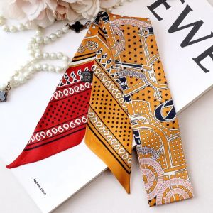 100% Silk Twill Ly Luxury Brand Women Scarf Skinny Headband Hair Band Ribboon Silk Scarves for Bag Handle Lady Fashion Silk Tie2026
