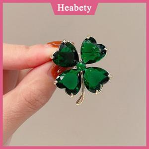 Heabety May Mắn Bốn Lá Cỏ Ba Lá Trâm Pháp Retro Ngọc Lục Bảo Corsage Quần Áo Cố Định Pin Khóa Phụ Nữ Đồ Trang Sức Cưới Phụ Kiện