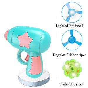 LYZRC Luminous Bamboo Dragonfly Catapult Parent-child Outdoor Play Sport Interaction Toys for Kids Spinning Flashing Flying UFO Saucer Disc Shooting Rocket