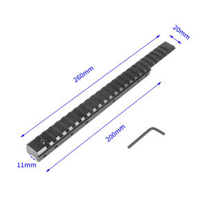 BLO-070 Outdoor 11 to 20mm Heightening Rail 260mm Long 24 Slots Bracket Aluminum Alloy Base