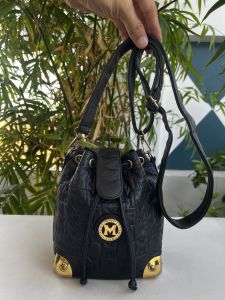 Túi 2hand đeo chéo dạng bucket mini da thật trần trám Metrocyti. aut của Ý -T813