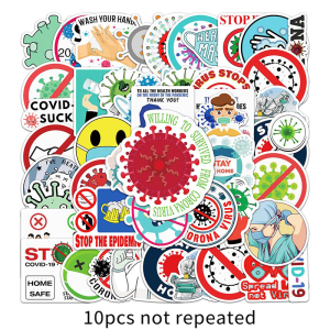 50PCS Personalized Creative Cartoon Virus Protection Waterproof Stickers