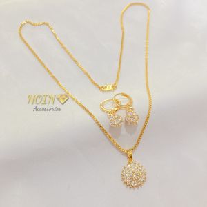Set Perhiasan Kalung Anting Permata Lapis Emas Dewasa