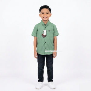 Kemeja sage green anak laki laki Baju hem anak cowok usia 1-14 tahun populer warna hits kekinian