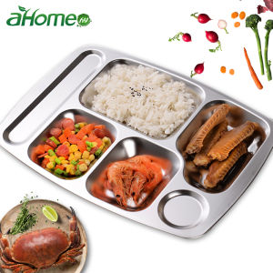 Fypo Lunch Container Food Plate stainless steel Foods Tay Student tray Divided Dinner Tray
