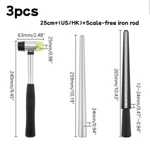 PHYHOO 3Pcs US HK Ring & Earring Correction Set Solid Iron Measuring Rod for Jewelry Shaping Repair