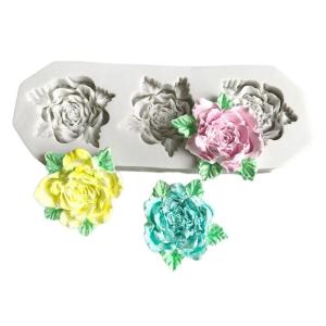 แม่พิมพ์หล่อแม่พิมพ์ช็อกโกแล็ตซิลิโคนฟองดองแบบ DIY แม่พิมพ์แม่พิมพ์อบแม่พิมพ์ดอกไม้แม่พิมพ์เรซินอีพ็อกซี่