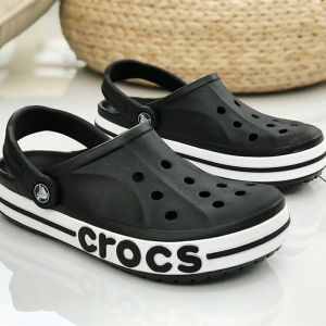 Dép sục crocs chuẩn xịn chống hôi chân nhựa tế bào êm mềm đi mưa lội nước đi biển Dép sục crocs baya viền chữ crocs màu Đen cho cả nam và nữ
