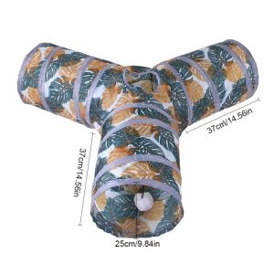 CARING PETS Có thể gập lại Kênh in hình mèo Polyester Ba/bốn chiều Mèo hầm chán Đồ chơi tương tác cho thú cưng Ống hầm cho mèo Ống chơi thỏ Đào tạo ẩn nấp