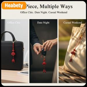 【2-3 days delivery】 Chinese Style Lucky Car Keychain Natural Cinnabar Lotus Bag Pendant Handmade Phone Chain Couples Use