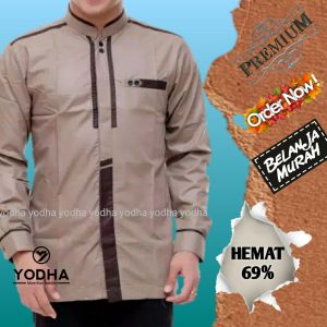 KEMEJA KOKO PUTIH PANJANG TERBARU BAJU KOKO PRIA ABU NAVY HITAM POLOS SANTRI HILWA YODHAMUSLIM