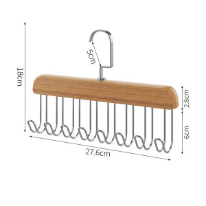 Multi-functional 8 Hooks Solid Wood Hanger Vest Tie Bag Storage And Drying Household Wooden Hanger