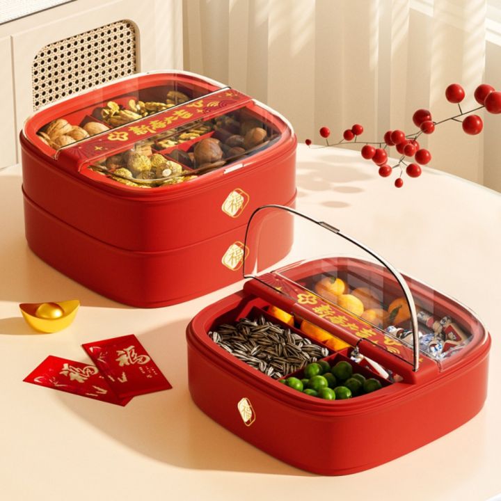 BABYBANG Ốp lật Khay trái cây kẹo năm mới của Trung Quốc Đỏ Chia Hộp ...